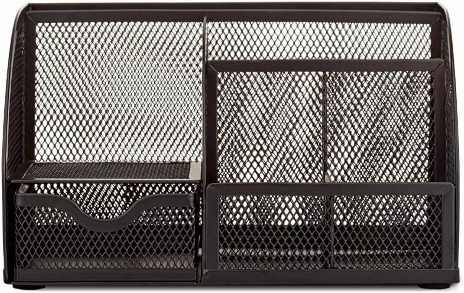 Mesh Desk Organizer Office with 7 Compartments + Drawer/Desk Tidy Candy/Pen Holder/Multifunctional Organizer