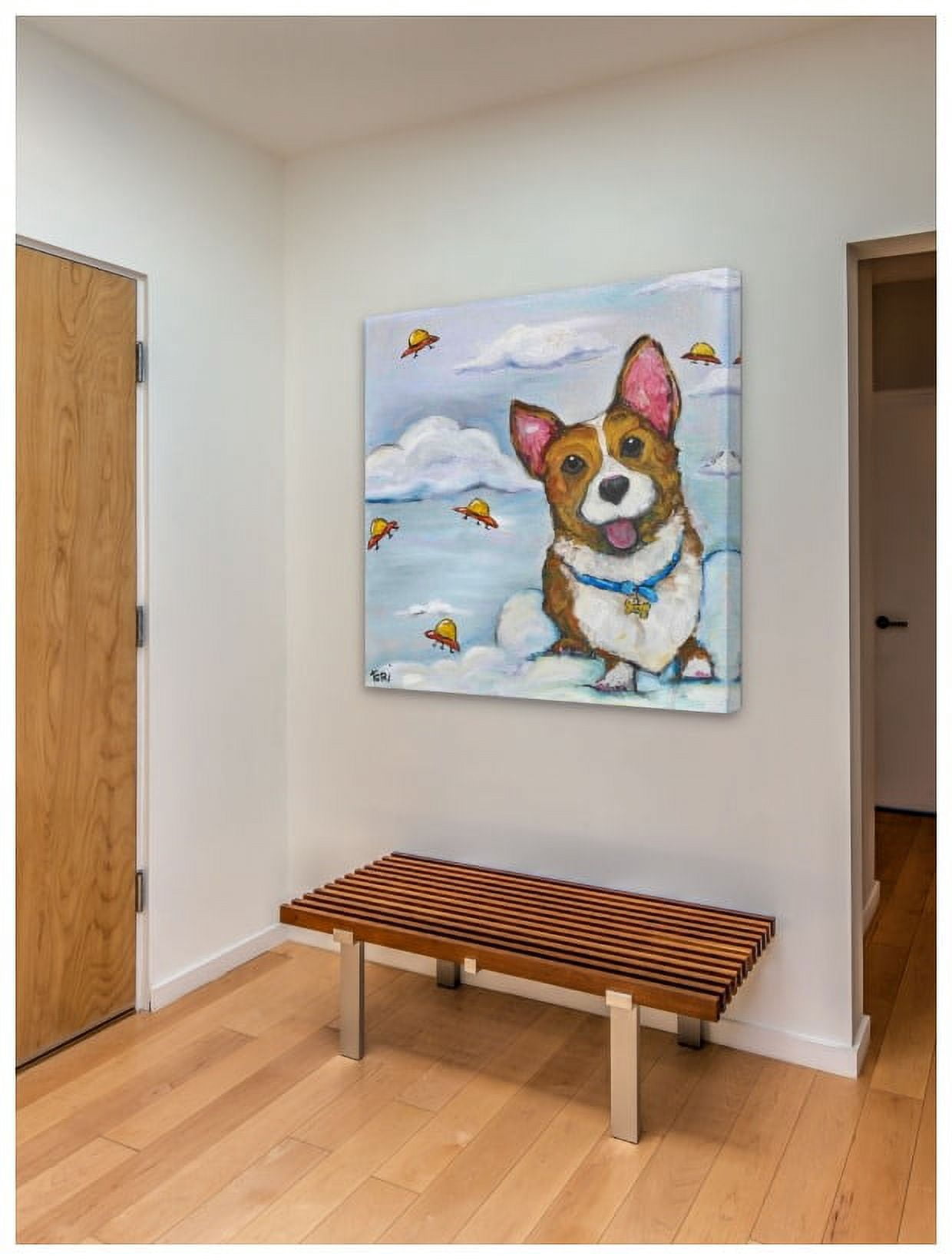 Marmont Hill "Corgi in Space" by Tori Campisi Painting Print on Canvas