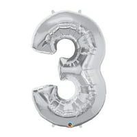 Way to Celebrate 44" Number 3 Silver Foil Balloon