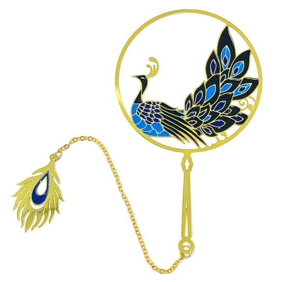 Wrapables Metallic Bookmark with Pendant for Book Lovers and Readers, Peacock