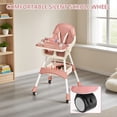 thumbnail image 4 of Wintline Portable High Chair,High Chairs for Babies and Toddlers,Multi-Use Easy Clean Baby High Chair with Lock Wheels, Comfortable Feeding and Place The Toy Storage Basket,Pink, 4 of 7