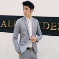 thumbnail image 3 of Traje informal de verano para hombre, chaqueta de traje antiarrugas sin planchar a la moda para oficina de negocios, traje ajustado de Color sólido para hombre, 3 of 5