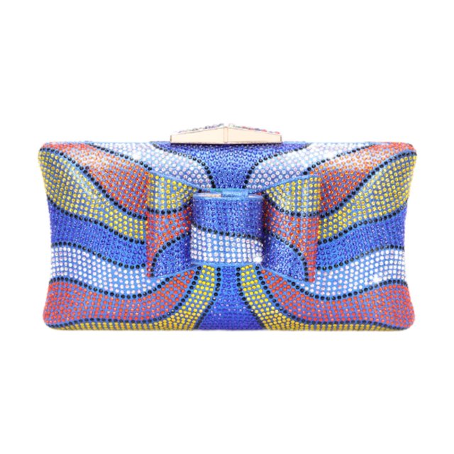 Bolso de mano de noche Strade Fareast Limited con brillantes diamantes de imitación Azul 19 cm x 11 cm x 7 cm