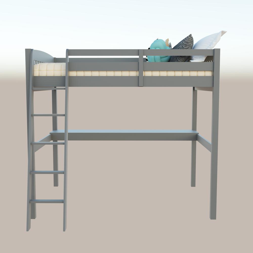 HomeRoots 490206 72 x 74.8 x 80 in. Gray Solid Wood Full Size Double Loft Bed with Desk & Storage