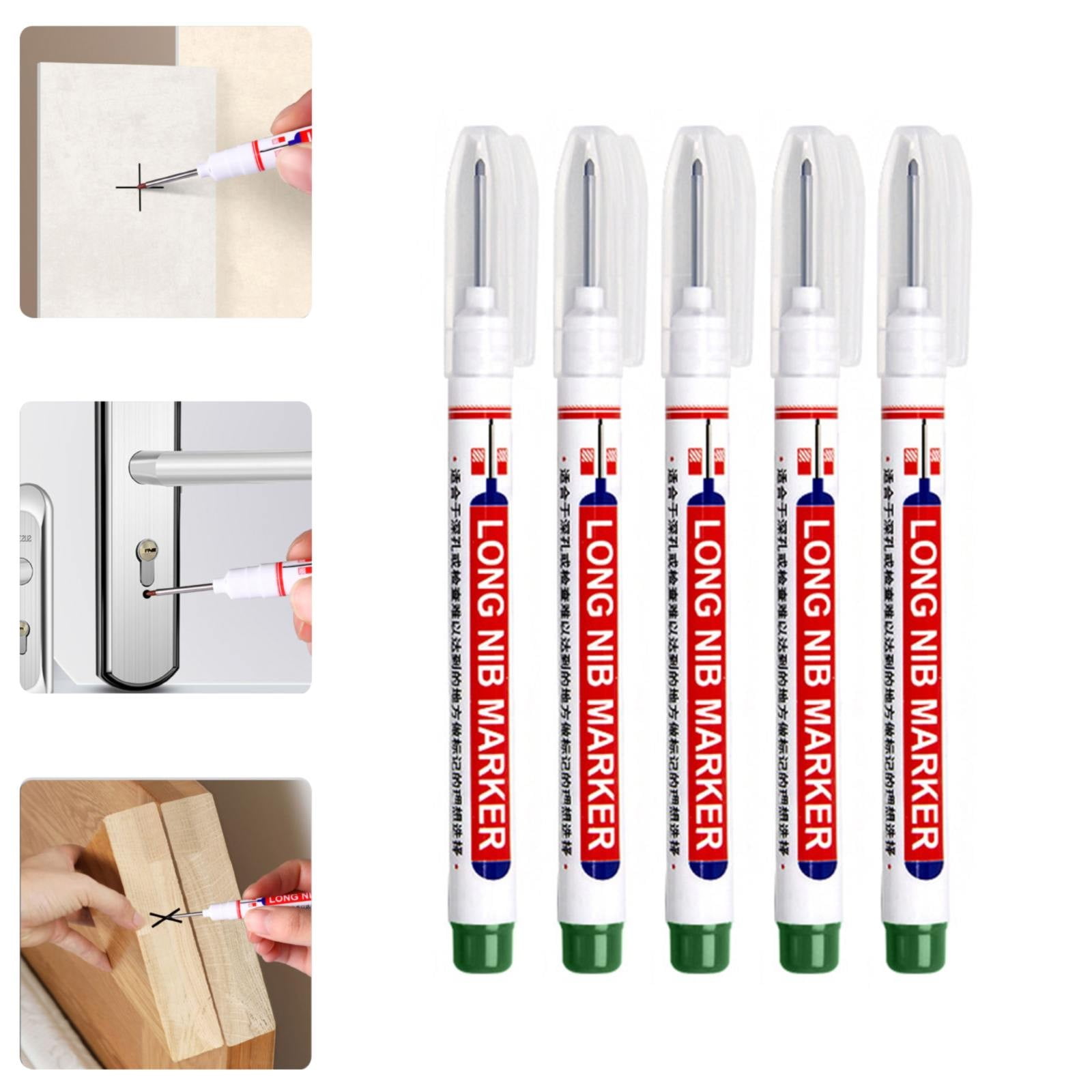 Clearance NANDIYNZHI 20Mm Long Head Deep Hole Marker Pen Building Marker Pen Marking Tool Metal Marker Pen Marker Pen Woodworking Ink Marker Pen 5Pc 10Ml Green