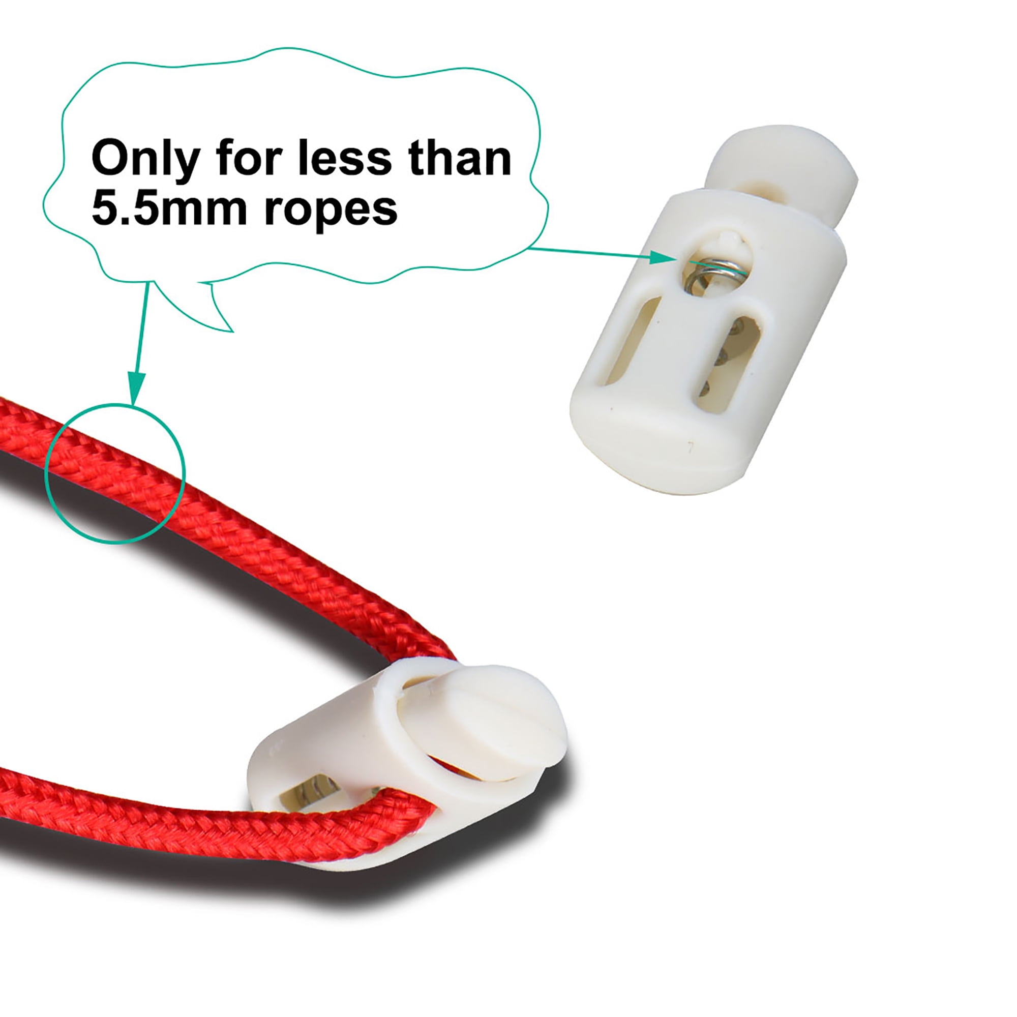 10pcs Spring Cord Locks Plastic Cord Fastener Single Hole Toggle