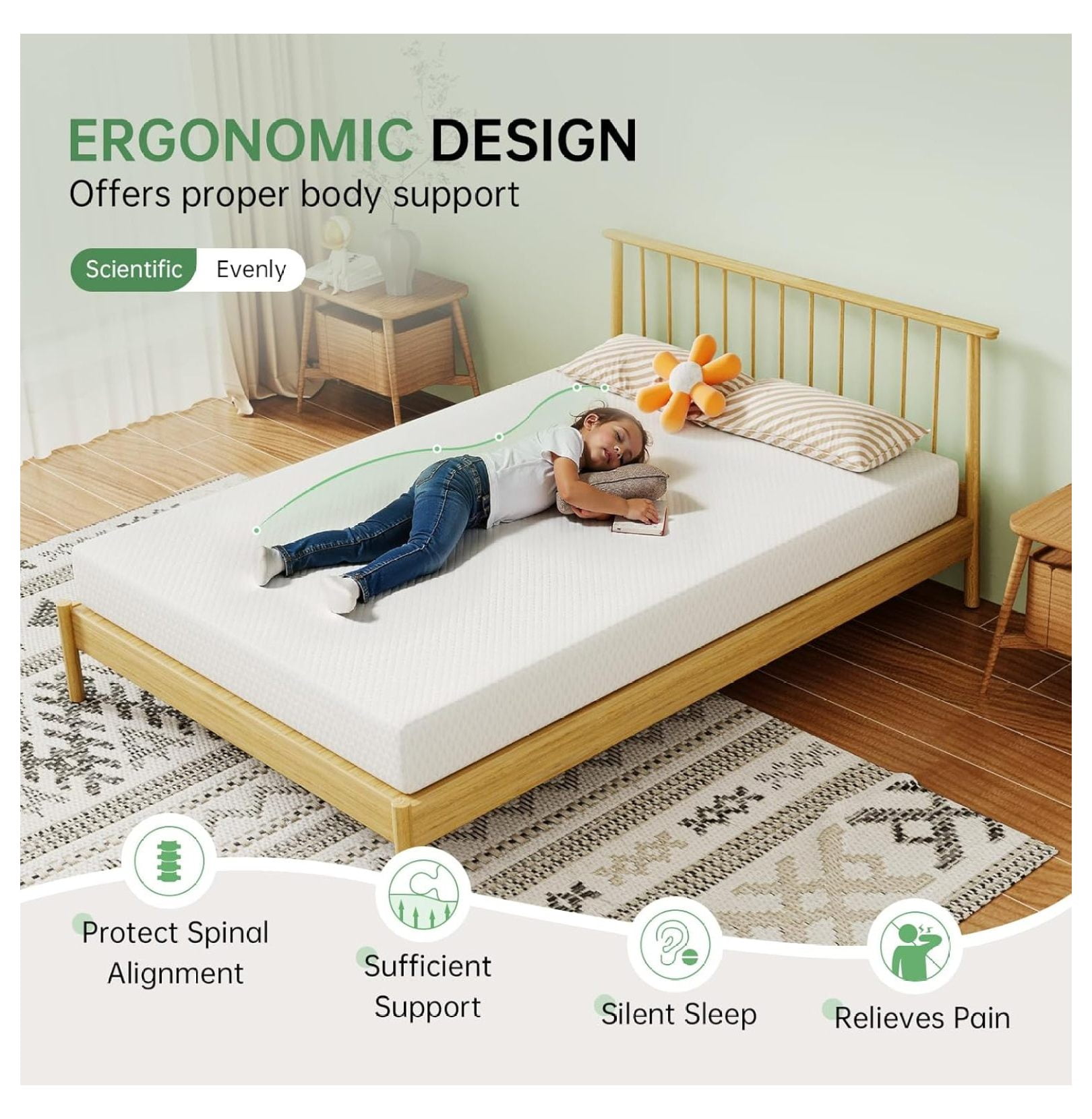 6 Inch Twin XL Memory Foam Mattress in a Box with Breathable Cover Medium Firm Twin Bed Mattress for Bunk Bed, Trundle Bed, Certified