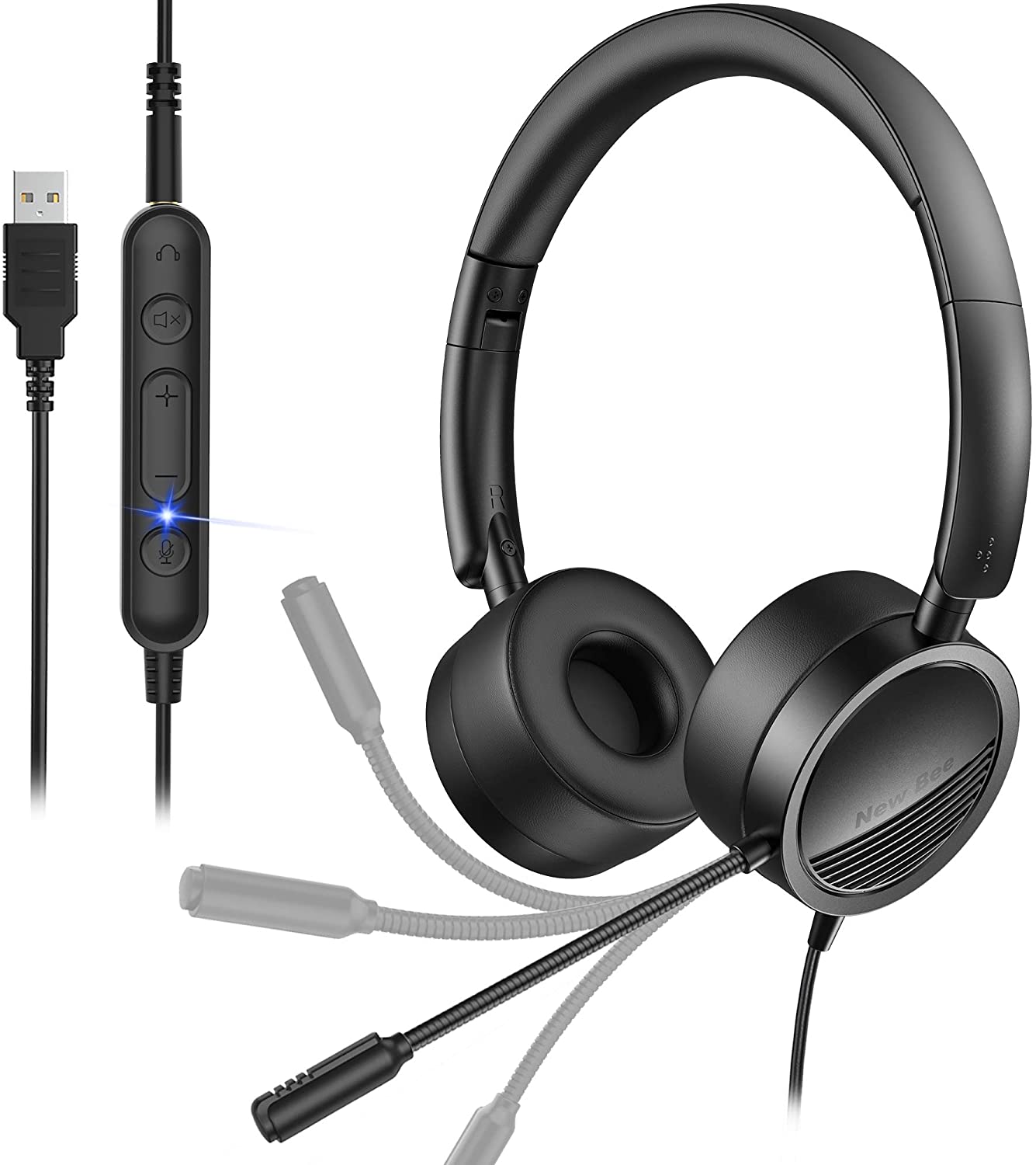 USB Headset with Micphone New bee inLine Call Controls Noise