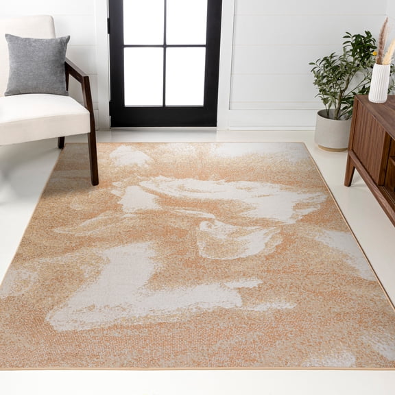 JONATHAN Y CONTEMPORARY POP 8 x 10 Area Rug, Petalo Abstract Two-Tone - Orange/Beige/Cream, CTP200A-8
