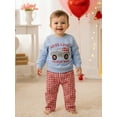 thumbnail image 4 of BemeyourBBs Toddler Baby Boy Valentines Day Outfits Spring Fall Winter Clothes Letters Printed Sweatshirt Tops and Plaid Pants Set, 4 of 9