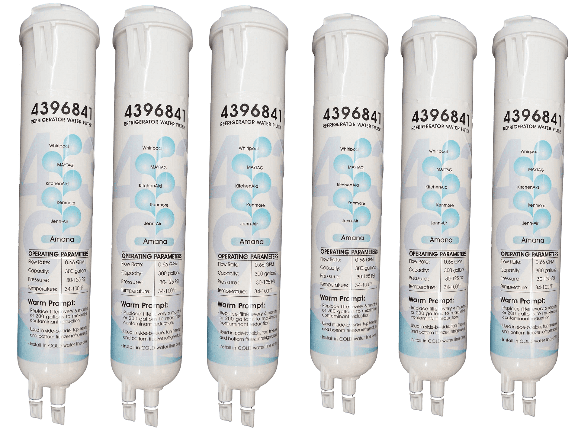 6 Pack EDR3/RXD1 Water Filter Replacement Compatible with R.efrigerator Filter WHR3RXD1 4396841 4396710 46-9083 P1RFWB2 P1WB2 T1RFKB1,