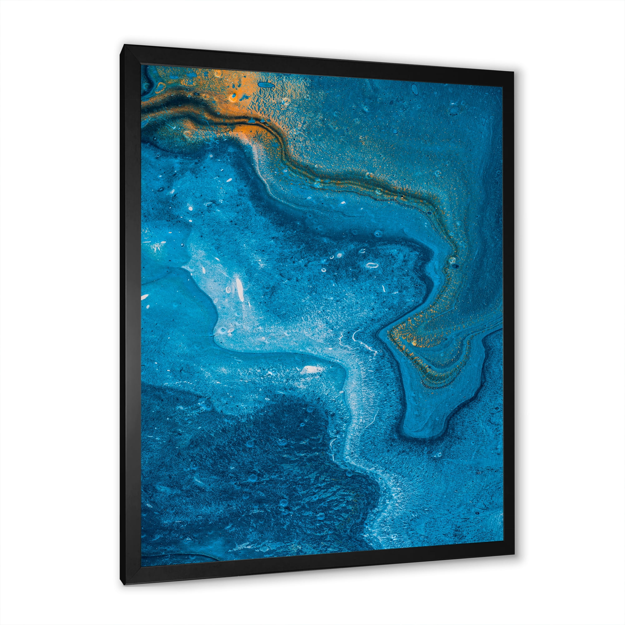Designart 'Abstract Blue Marble Composition II' Modern Framed Art Print