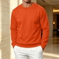 thumbnail image 5 of Mens Fleece Crewneck Sweatshirt Casual Stylish Long Sleeve Sweat Shirt Fall Winter Warm Comfy Pure Color Tops Saffron L, 5 of 6