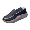 thumbnail image 4 of Zapatos casuales de PU para mujer, cómodos, suaves, con plataforma, estilo urbano, suela gruesa, sin cordones negro 38, 4 of 9