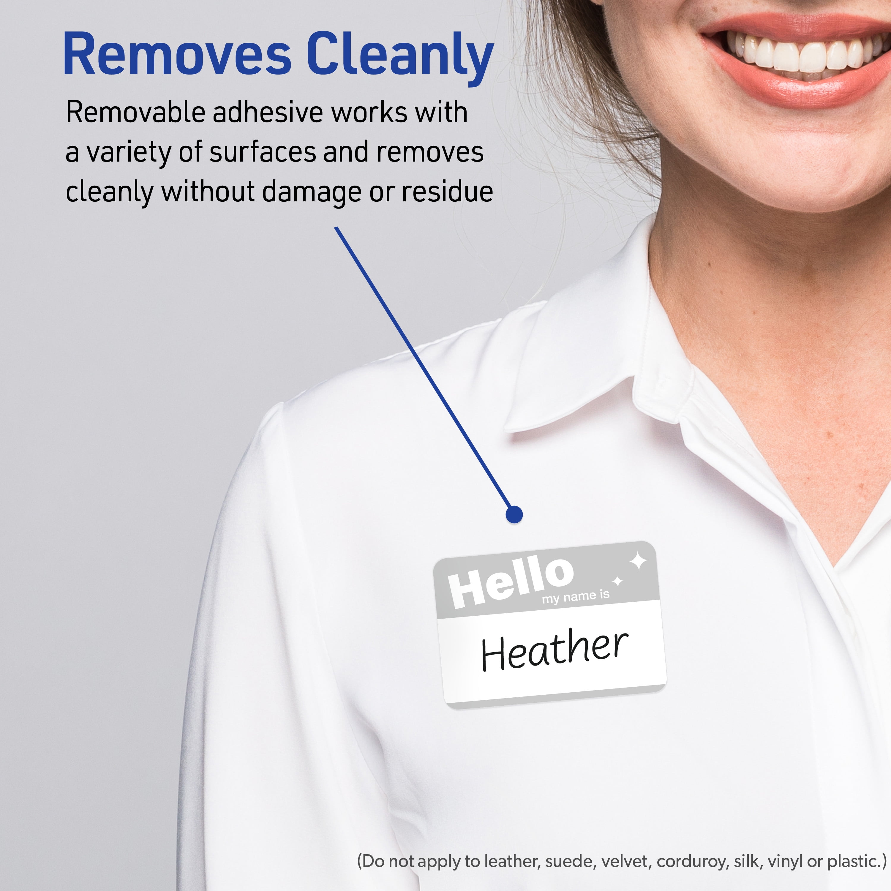 Avery Name Tags, 2-1/3" x 3-3/8", Matte White, Silver Hello My Name Is