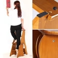 thumbnail image 4 of Wooden Folding Library Ladder Chair,2 in 1 Lightweight Portable Multifunctional Step Stool, 4-Step Stool Dual Purpose Stepladders, Display Stand and, 4 of 7