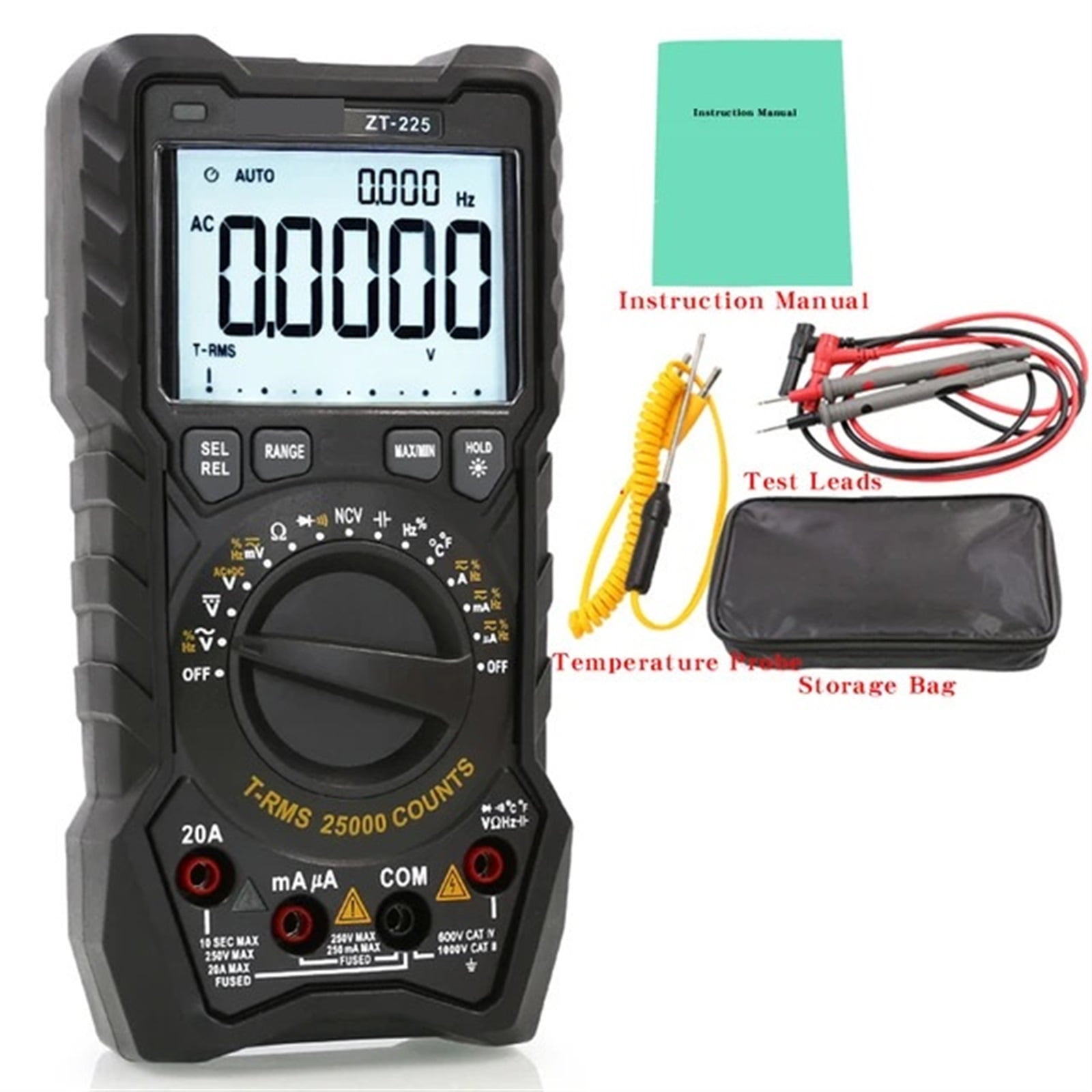 25000 Count ZT-225 High Precision Automatic Range Intelligent Multimeter, Universal Meter ,Accurate and Speed