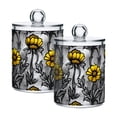 thumbnail image 2 of Yellow Flower Sketch Bathroom Canisters Set of 4 Translucent Plastic Storage for Cotton Pads and Floss, 2 of 7