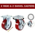 thumbnail image 3 of Hex Autoparts 4 Pack Heavy Duty Swivel Plate Iron Caster Wheels 4" Polyurethane Wheels, 3 of 4