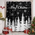 thumbnail image 6 of Extra Long Shower Curtain 72x96 Inch, Black Christmas Trees Shower Curtain Waterproof Bathroom Decor, Winter Xmas Snowflakes Pine Forest Fabric Bath Curtain Set Accessories with Hooks, 6 of 8