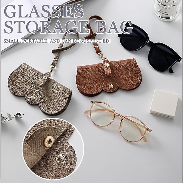 Pu Leather Eyeglasses Storage Bag Borderless Linear Glasses Protective CaseBlack