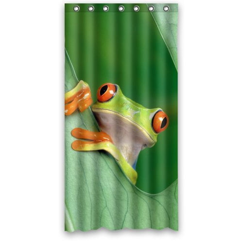 HelloDecor Frog On The Green Lotus Leaf Shower Curtain Polyester Fabric ...