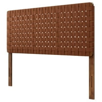Headboard, Queen Size, Walnut Brown, Vegan Leather, Bedroom, Modern Contemporary HB36767
