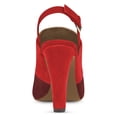 thumbnail image 3 of YDN Women Elegant Peep Open Toe Slide Mules Pumps Slingback High Chunky Heels Adjustable Buckle Slip On Shoes Size 7 Red-winered, 3 of 3