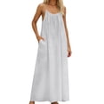 thumbnail image 3 of TaTaai Ladies Casual Loose Fit Backless Maxi Dress Solid Color Sleeveless Round Neck Loungewear with Pockets Gift, 3 of 9