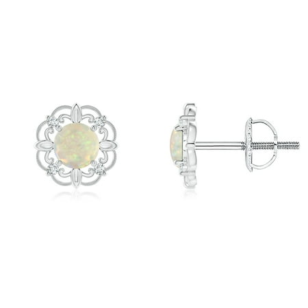 Women S Day Vintage Style Opal And Diamond Fleur De Lis Women S Day Vintage Style Opal And Diamond Fleur De Lis Earrings In 14k White