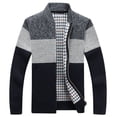 thumbnail image 2 of Suéter tipo cárdigan de otoño e invierno para hombre, suéter con cremallera, forro polar grueso, cuello en V, suéter holgado y cálido para hombre, 2 of 5