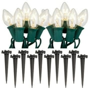LumaBase Outdoor Electric Plug-In Pathway Lights with Stakes and 10 Warm White Bulbs