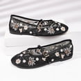 thumbnail image 4 of SuTry Women's Round Toe Mary Jane Flats Floral Embroidery Breathable Mesh Adjustable Buckle Strap Comfortable Cushioned School Office Daily Casual Walking Shoes(37), 4 of 9