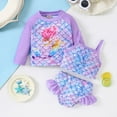 thumbnail image 5 of Girl's Swimsuits Two Piece Floral Scale Print Bikini Top With Shorts Cover Up Bathing Suit, 5 of 9