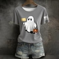 thumbnail image 2 of NMMUED T-Shirts d'Halloween pour Femmes T-Shirts à Col Rond pour Femmes T-Shirts d'Halloween Mignons pour Vêtements pour Femmes T-Shirts Graphiques pour Femmes T-Shirts Tête de Mort pour Femmes T-Shirts Citrouille pour Femmes Gris m, 2 of 4