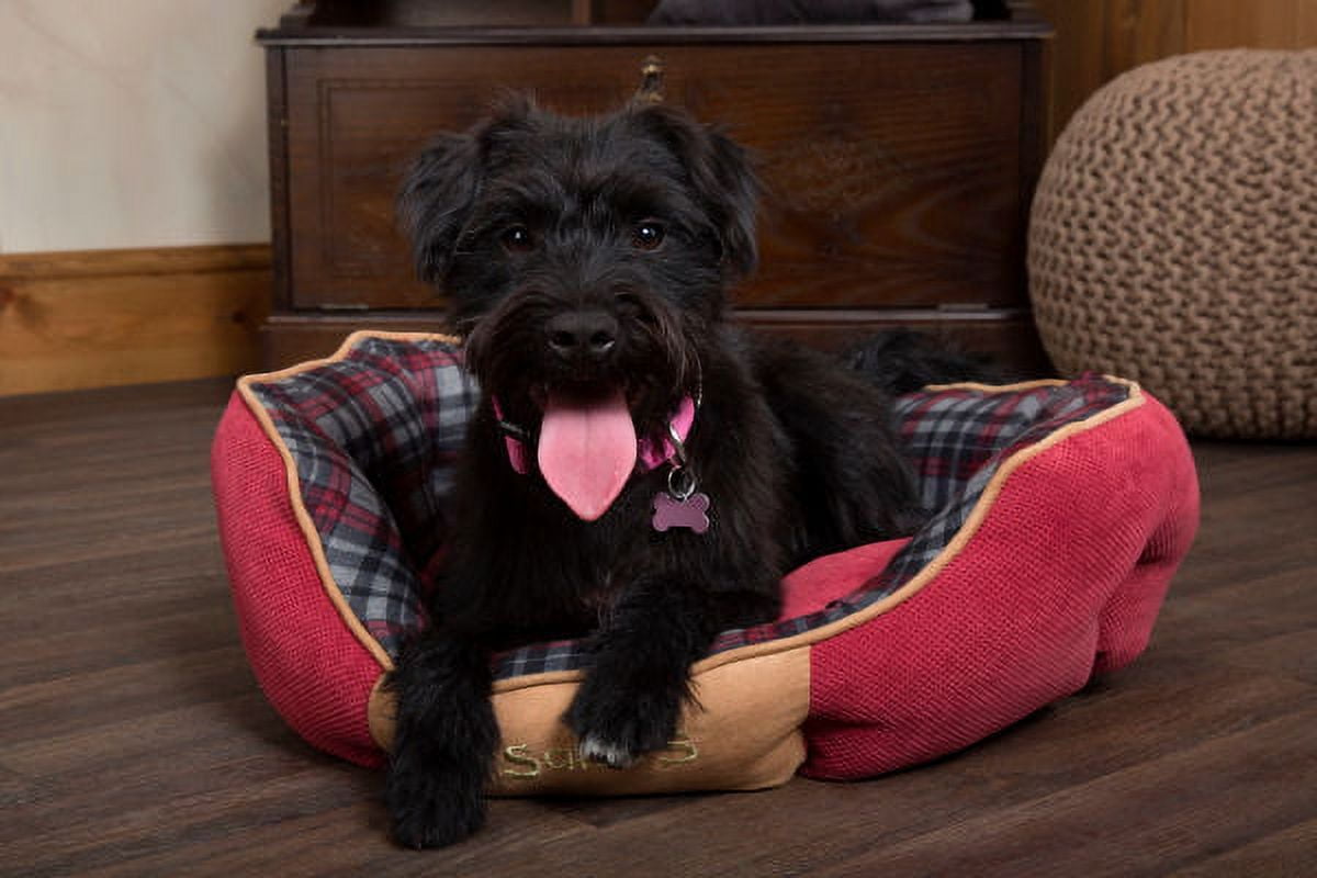 Scruffs® Highland Box Bed, Pet Bed, Machine Washable, Non-Slip Base, One-Piece, Soft-Walled Design (Small) - Red