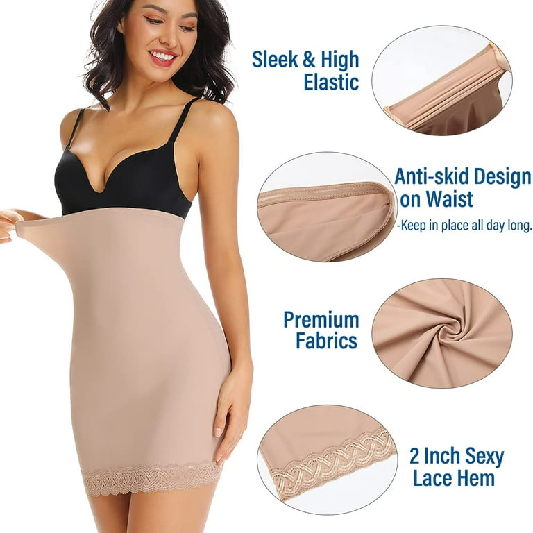 Fashion Women Seamless Full Body Shaper Camisole Slips Dress Underskirt  Tummy Control Slip Waist Girdle Slimming Strapless Shapewear @ Best Price  Online