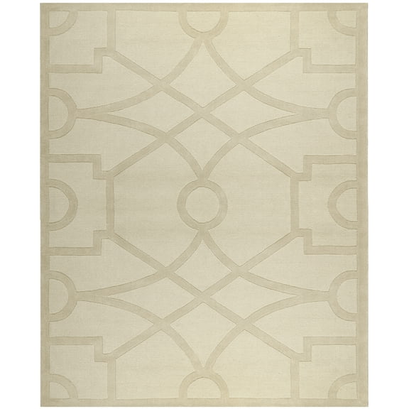 SAFAVIEH Martha Stewart Fretwork Geometric Wool Area Rug, Buckwheat Flour, 5' x 8'