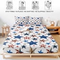 thumbnail image 5 of Full Size Fitted Sheet Set - Independence Day 3 Piece Bedding Sets 16" Deep Pocket Fitted Sheet with 2 Pillowcases Red Blue Stars USA Anniversary Brushed Microfiber Hotel Luxury Bed Sheets, 5 of 9