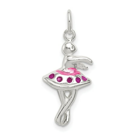 Diamond2Deal 925 Sterling Silver Enameled Ballerina Charm Pendant for Women