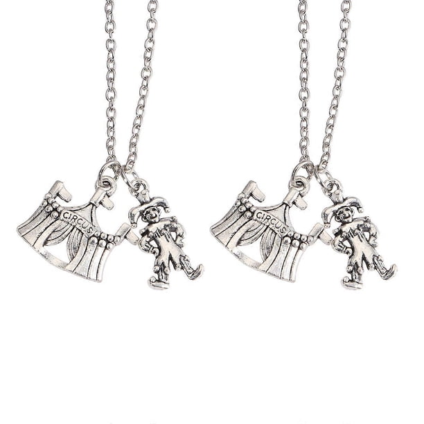 2pcs Retro Clown Shape Necklace Circus Pendant Exquisite Carnival Necklace Jewelry Vintage Alloy Gift Ornaments