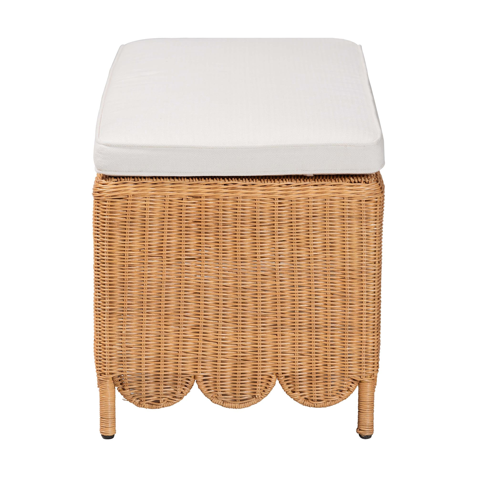 bali & pari Teresa Boho Ottoman Bench, Rectangle, Light Honey