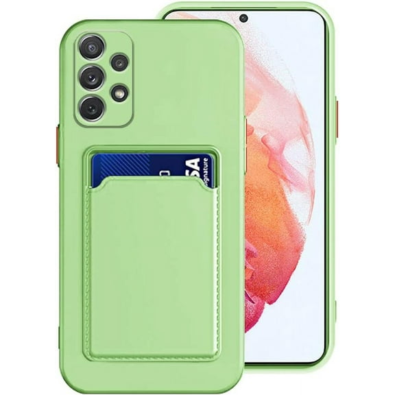 Compatible with Samsung A32 4G Case with Card Holder Shockproof Phone Cases for Samsung Galaxy A32 4G Anti-Scratch Silicone TPU Protective Case (Samsung A32 4G, Green)