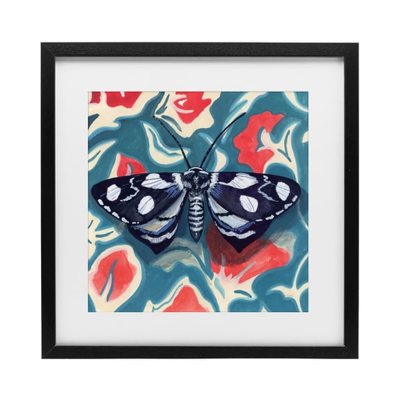 Stupell Industries Bohemian Symmetrical Moth On Beautiful Flowers Black Framed Print Under Glass, 13 x 13, by Kate Jarvik Birch