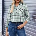 thumbnail image 7 of vigerkar Womens Buffalo Plaid Flannel Shirt Jacket Long Sleeve Collar Button Down Shacket Coats Lightweight Tops (Green, L), 7 of 7