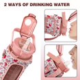 thumbnail image 3 of Valentine's Day Pink 64 Oz Half Gallon Water Bottle with Sleeve - BPA Free Leakproof Sport Large Plastic Water Bottle with Stra &Time Marker&Insulated Neoprene Holder Carrier Bag Gift for Women, 3 of 5