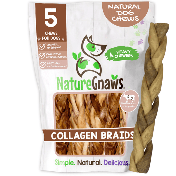 Nature Gnaws Collagen Braids, Natural Dog Chew Treats (5 count)