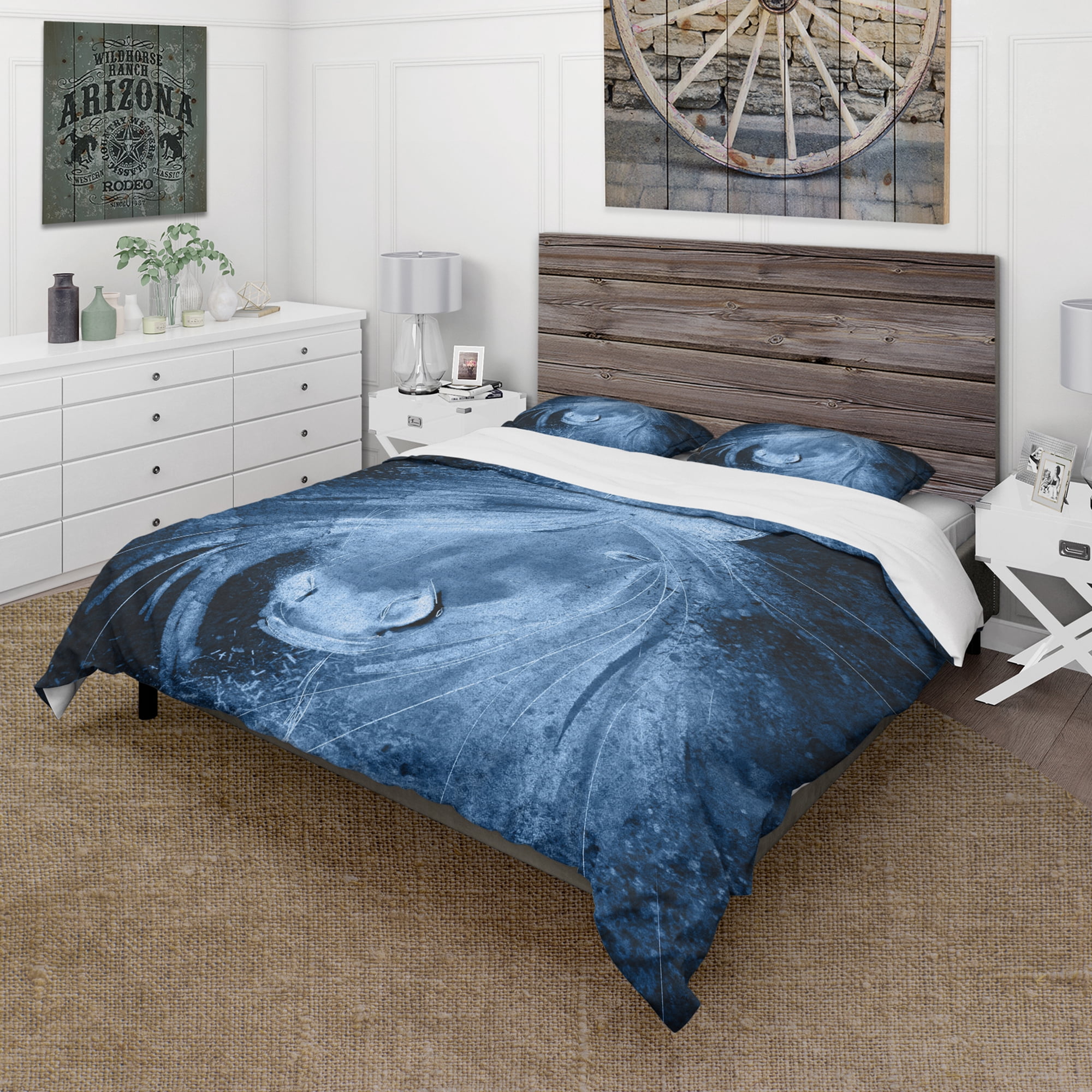 Designart 'Farmhouse Horse XII' Farmhouse Duvet Cover Set