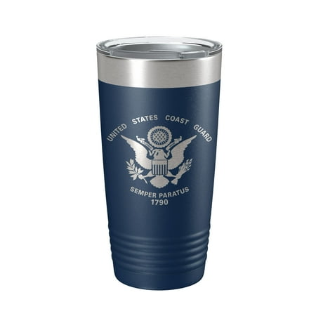 

United States Coast Guard Flag Tumbler USCG Travel Mug Insulated Laser Engraved Coffee Cup Gift 20 oz Navy Blue