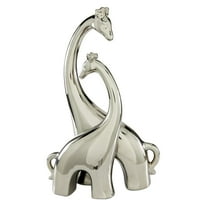 11" x 15" Silver Ceramic Giraffe Sculpture, by DecMode